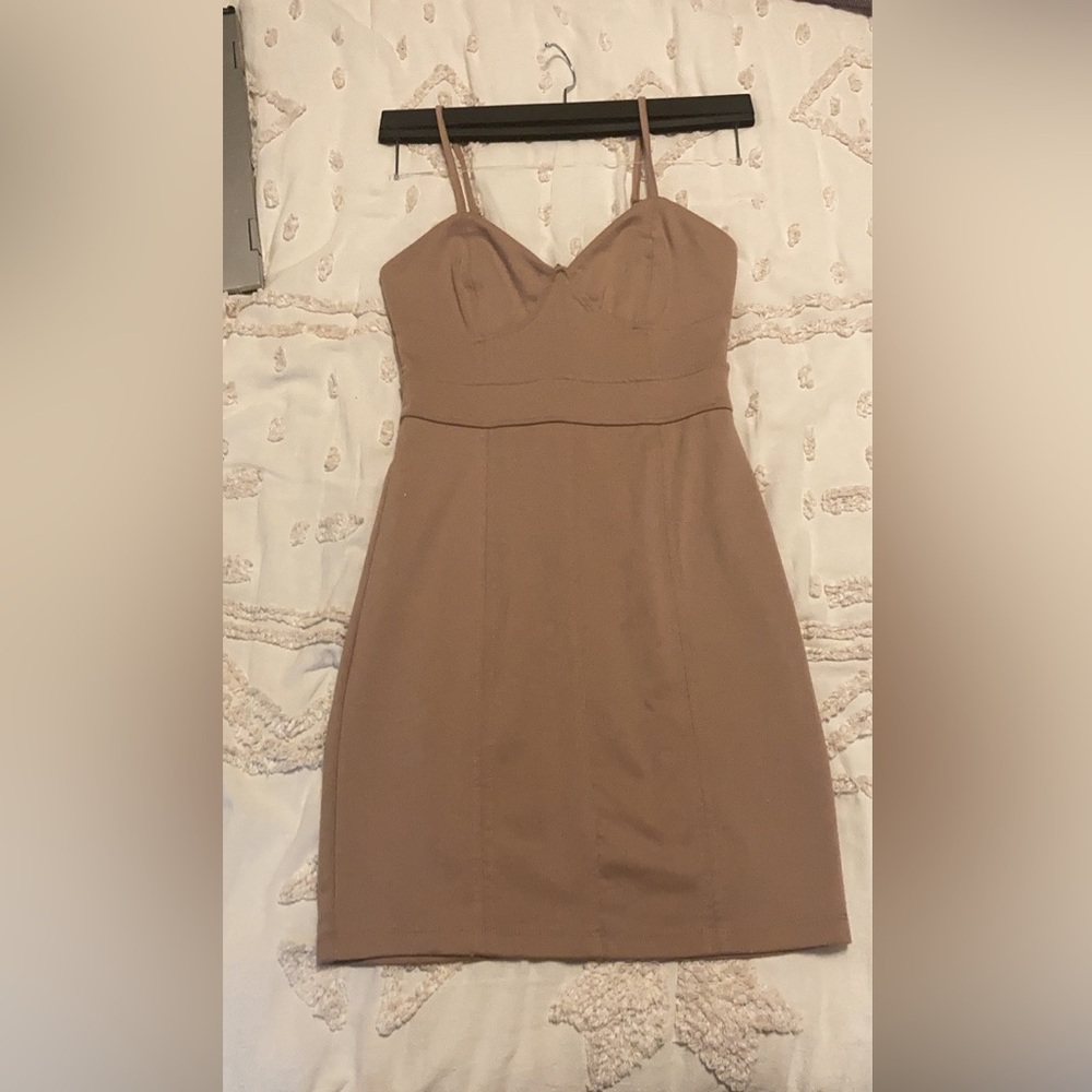 tan forever 21 bodycon dress